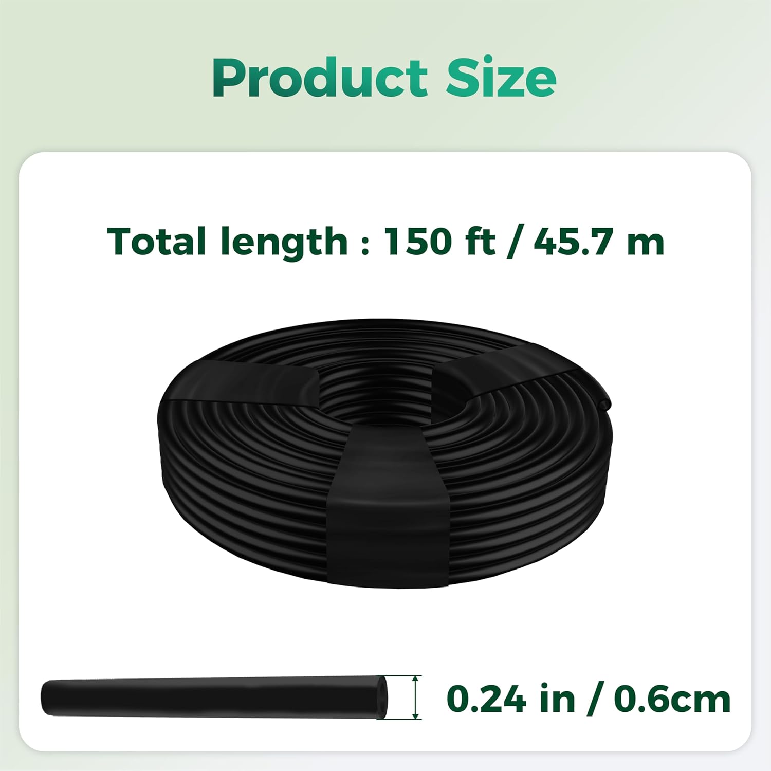 150 Ft 1/4 Inch Blank Distribution Tubing - UV Protected Flexible Black Drip Hose, Universal for Garden, Potted Plants & Veggie Beds, Fits Standard Drip Components