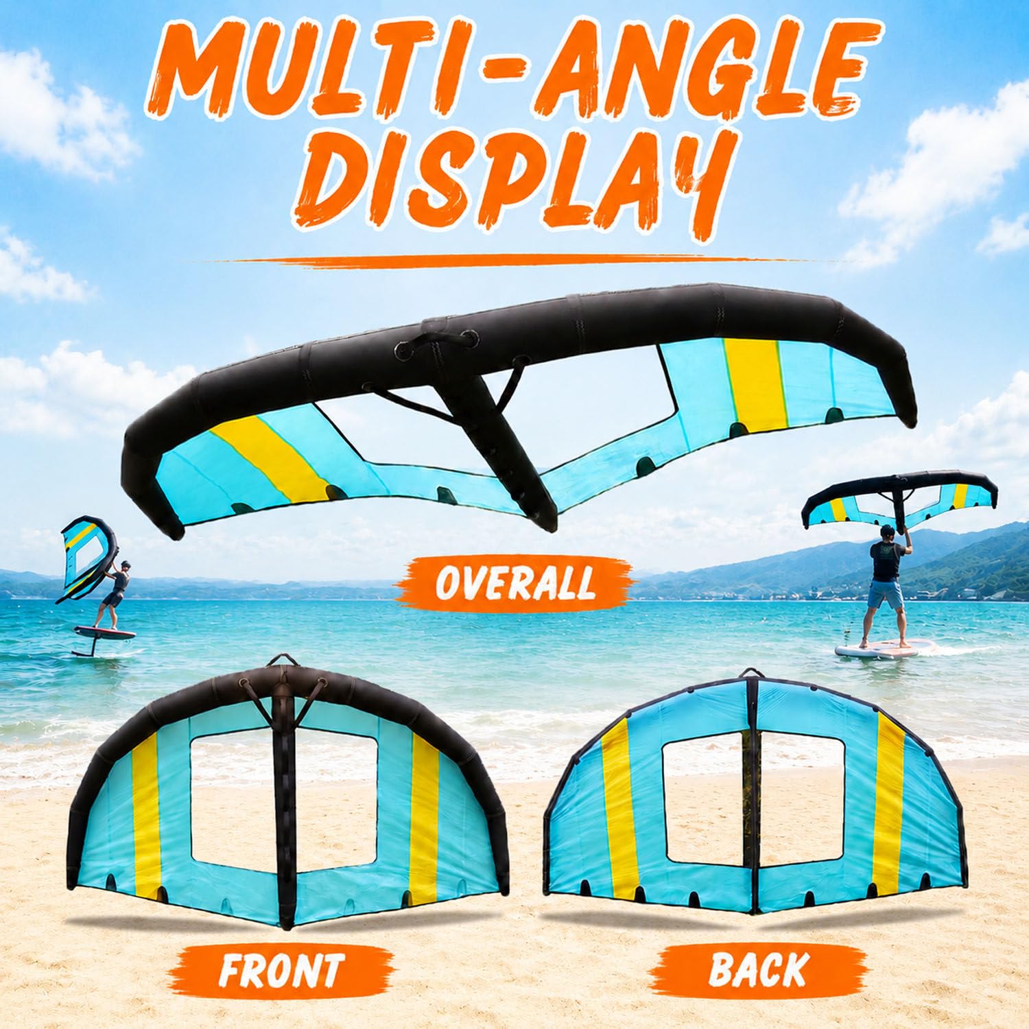 Kitesurf-Wing/Windsurf-Wing mit Sichtfenster (4 m², 5 m², 6 m²) 5㎡ | Aufblasbarer Hand-Surfwing, tragbarer Wing für Erwachsene (Outdoor-Kiteboarding-Sport)
