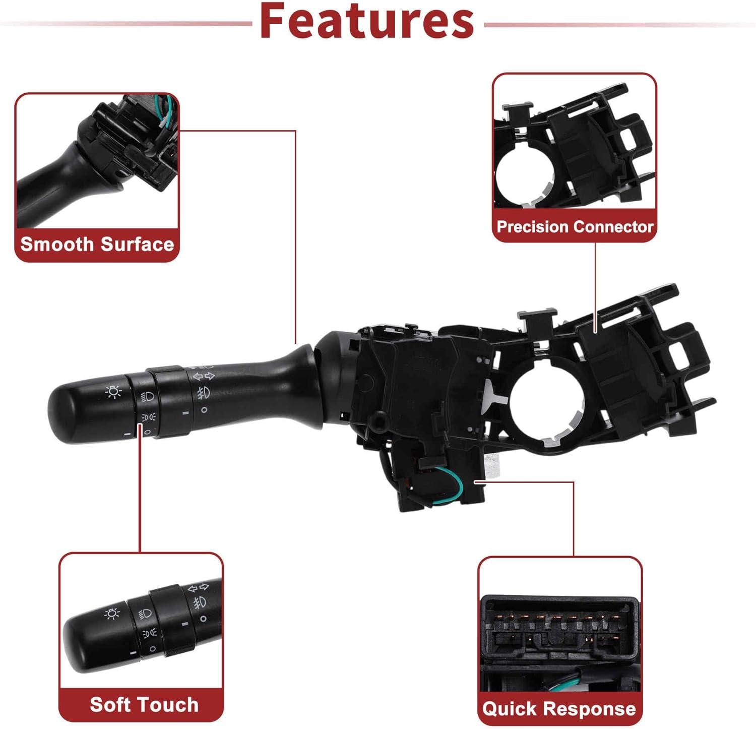 No.8414052151 Turn Signal Switch for Toyota Yaris 2007-2012 Multifunction Combination Switch Black Plastic 1 Pc