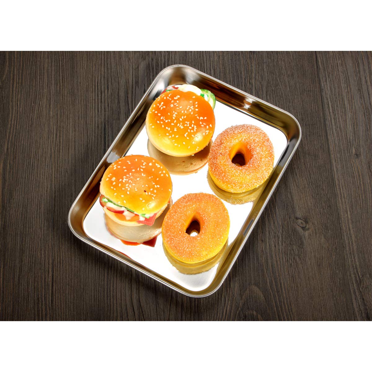 5 bandejas para hornear de acero inoxidable, tamaño rectangular de 9 x 7 x 1 pulgadas, saludable y no tóxico, sin óxido y acabado espejo, fácil de limpiar y apto para lavavajillas