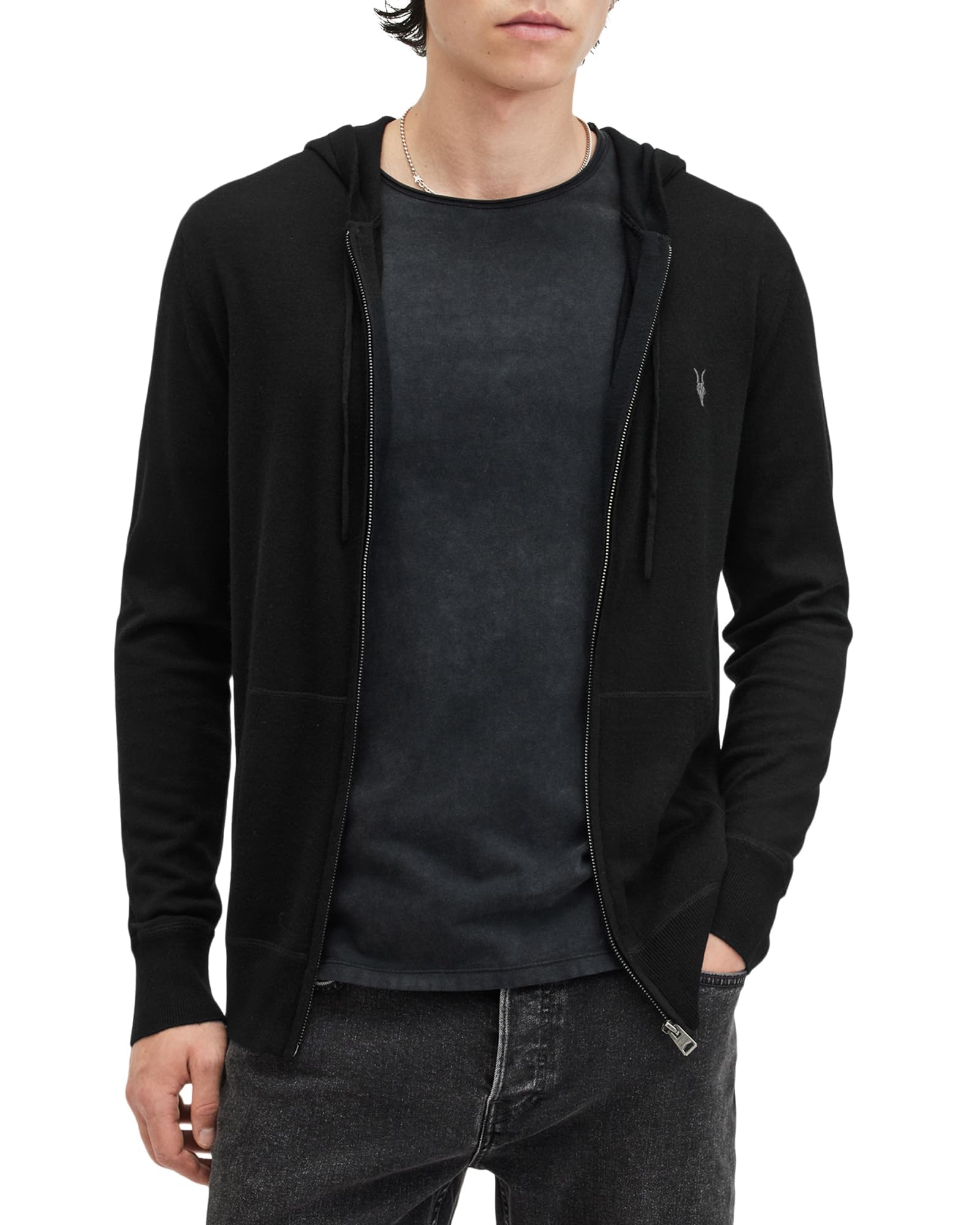Allsaints Mode Merino Zip Hoody Felpa con Cappuccio Uomo
