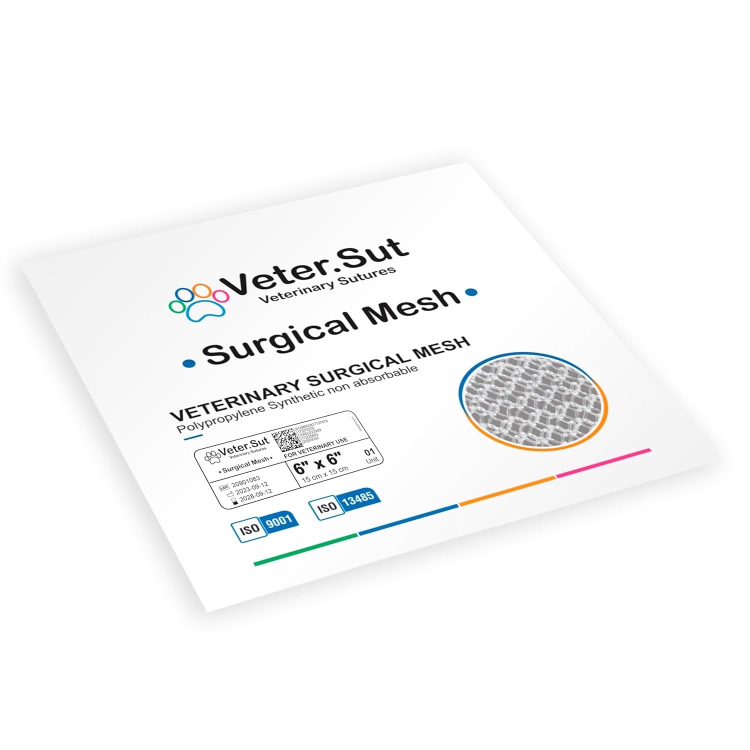 VeterSut Veterinary Surgical Mesh Polypropylene Synthetic Non-Absorbable Mesh Size 6"x 6"
