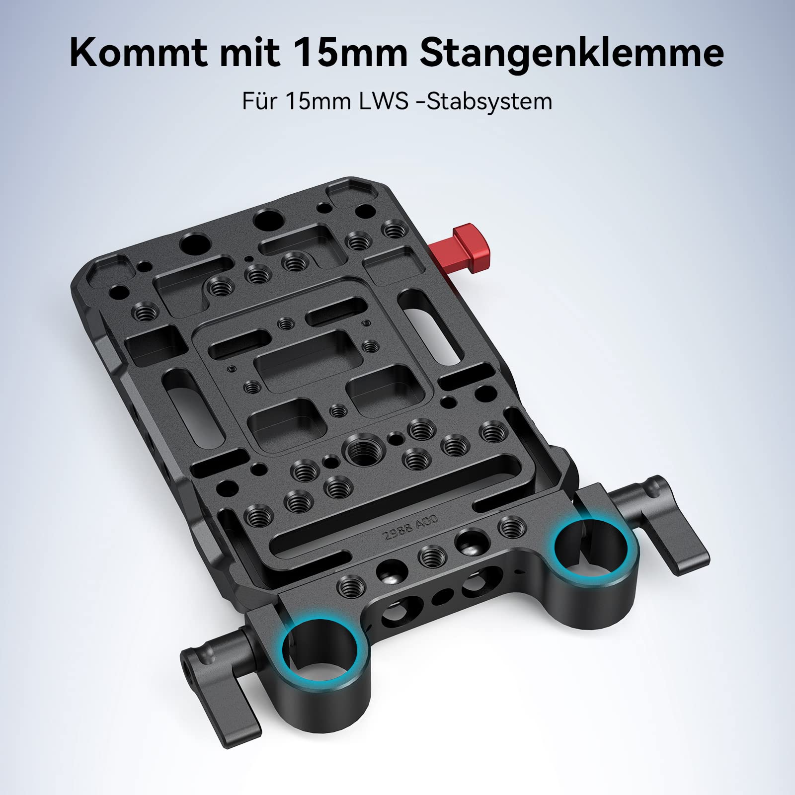 SMALLRIG V Mount Batterieplatte Battery Plate mit Dual 15mm Rod Clamp, Kompatibel mit für SmallRig für Moman für ZGCINE für PATONA und für VILTROX Akkus - 3016