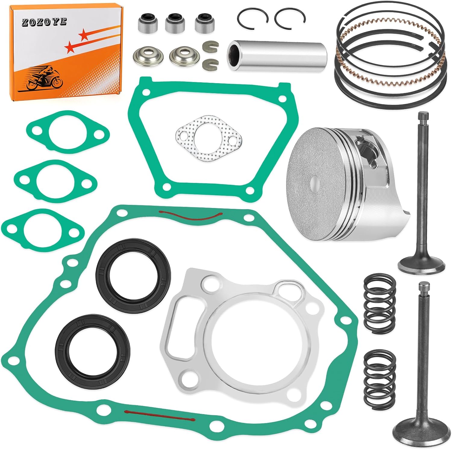 For Yamaha Golf Cart G11 G16 G20 A Engine Top End Rebuild Kit STD Piston & Ring Intake Exhaust Valve & Seal SPRING Gasket Seal 1996-2002