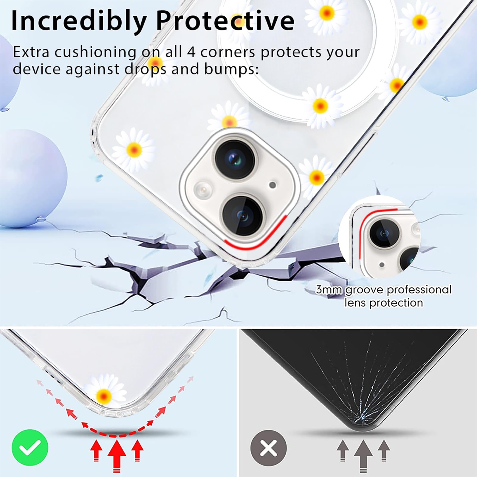Custodia Magnetica Per IPhone 14/13 6,1" | Trasparente Con Stella, Compatibile Magsafe, Antiurto, Per Ragazze