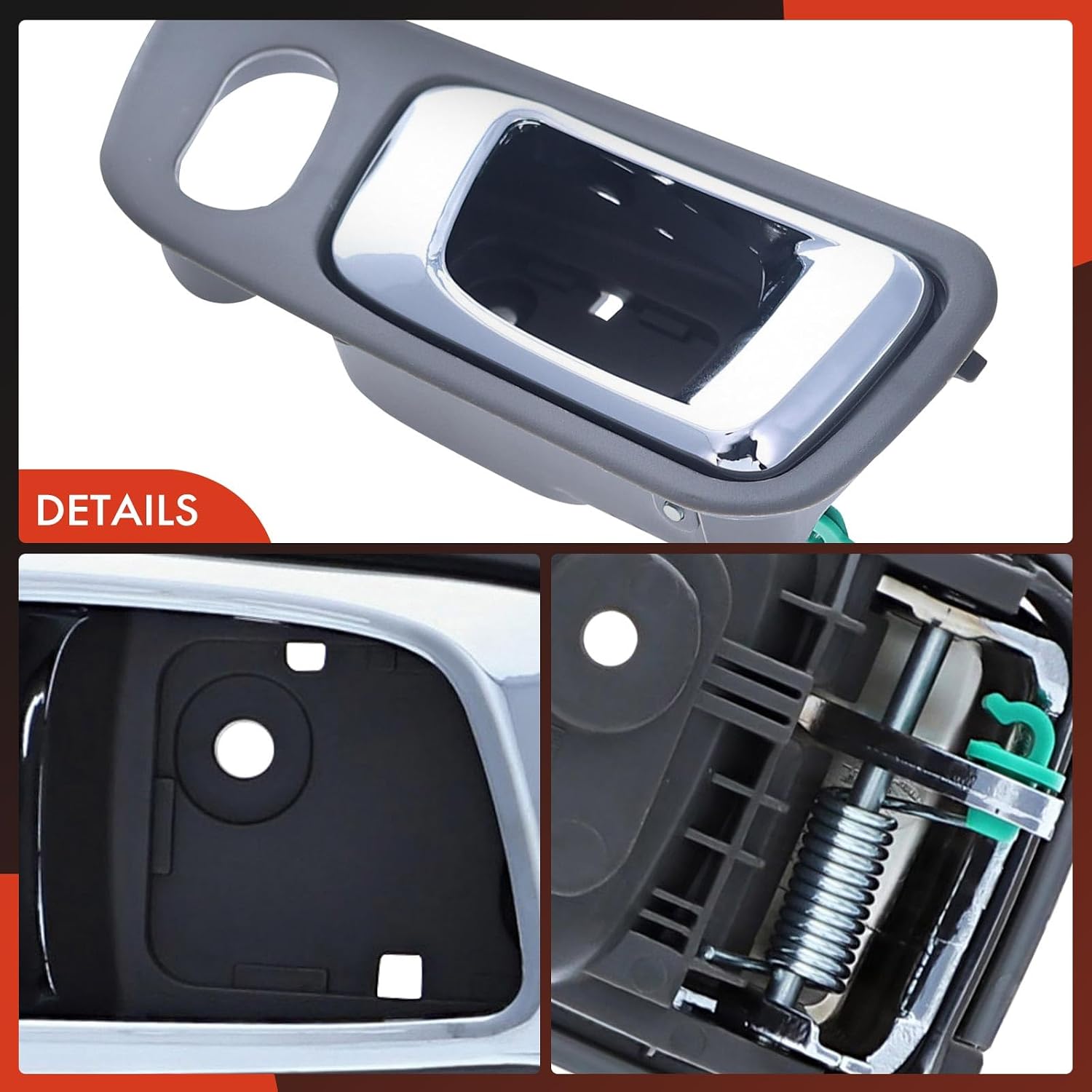 A-Premium Front Left Driver Side Interior Door Handle Compatible with Honda Pilot 2003-2008, Gray Housing with Chrome Lever, Replace# 72165-S9V-A01ZD