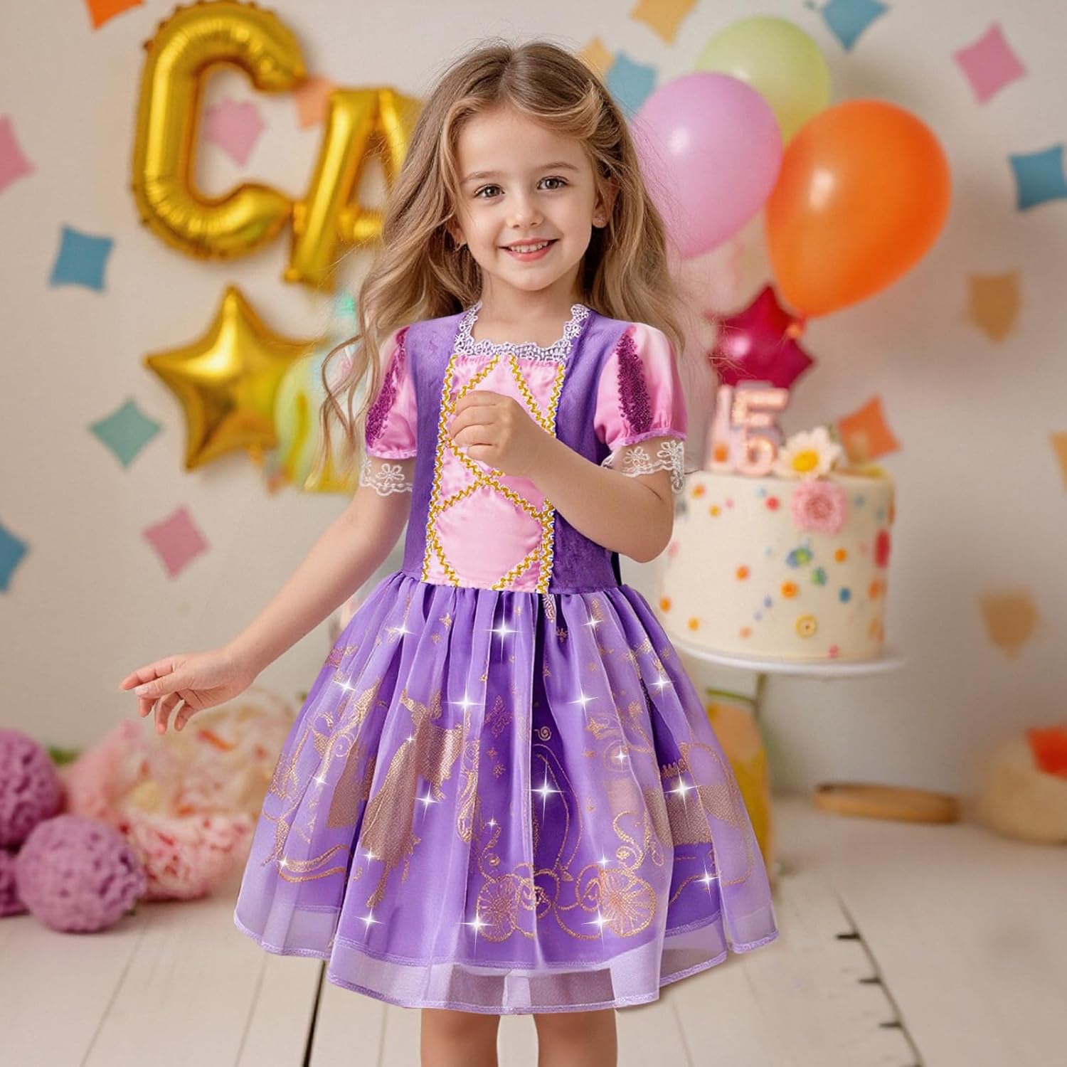 Meland Princess Dress Up for Girls - Dress Up Clothes for Girl Age 3-8 Year Old, Gift Idea for Birthday Christmas