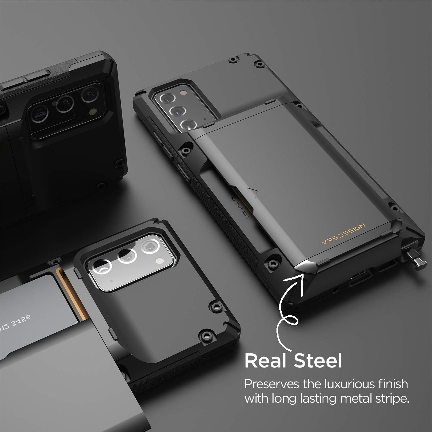 VRS DESIGN Damda Glide Pro for Galaxy Note 20 Case, with [4 Cards] [Semi Auto] Premium Sturdy Credit Card Slot Wallet for Samsung Galaxy Note 20 5G Case 6.7 inch(2020) Black
