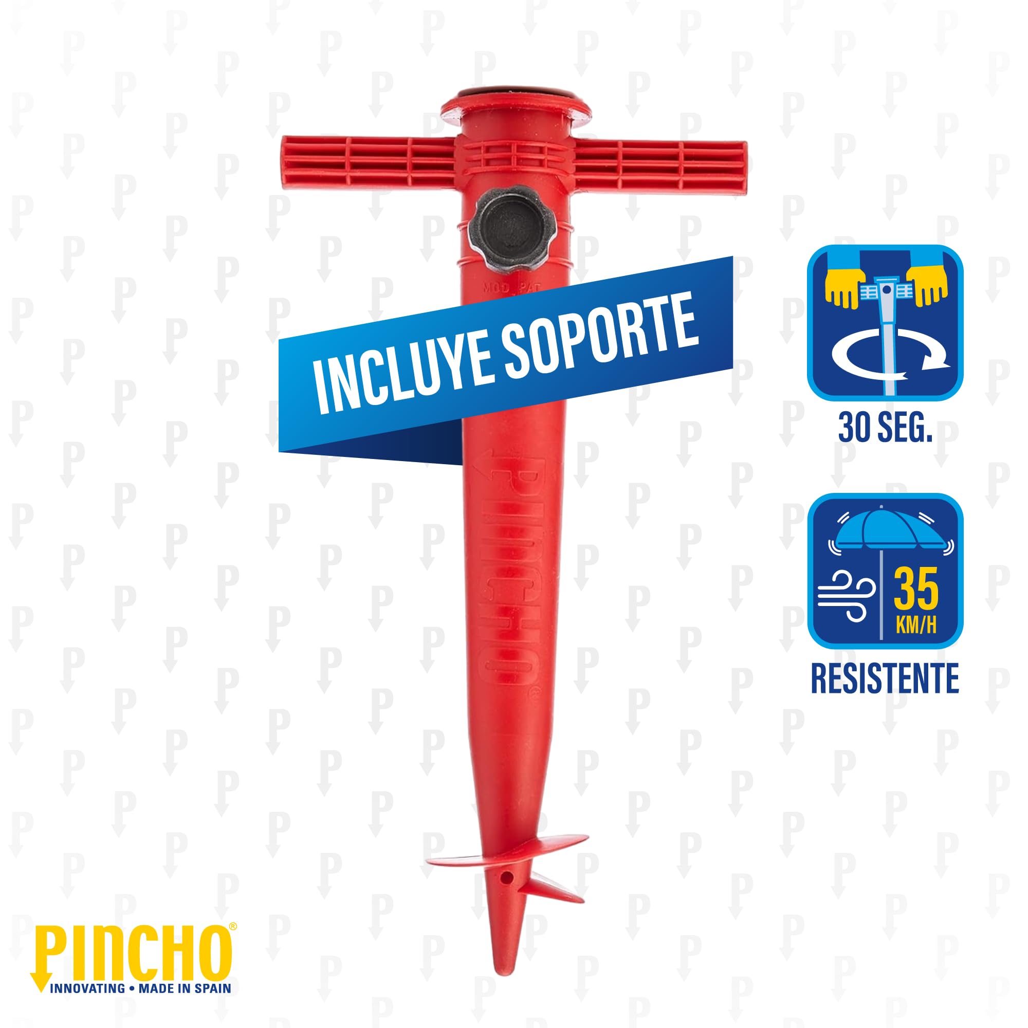 Pincho Sombrilla Playa Grande 220cm, Antiviento hasta 35km/h, Proteccion UV50+, Aluminio, 8+8 Varillas de Fibra, Ventana Superior, Inclinable, Ligera, Bolsa Transporte