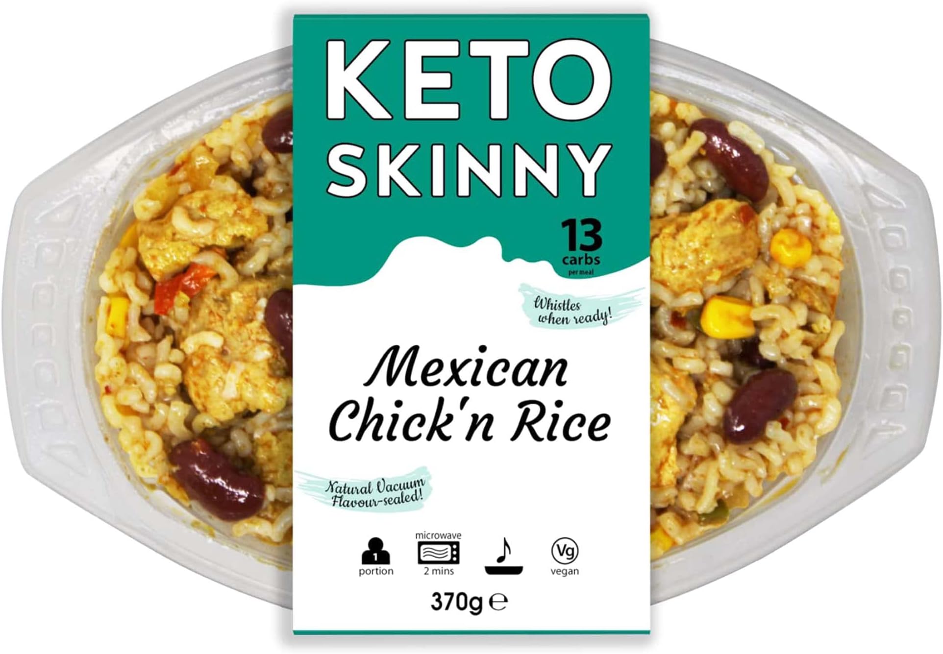 Keto Skinny Chilled Mexican Chick'n Rice (Pack of 1, 370g) - High Protein, Nutritious Konjac Rice, Zero Sugar, Keto, Paleo, Plant Based- Free-From, Low Fat, Fresh Ready Meal