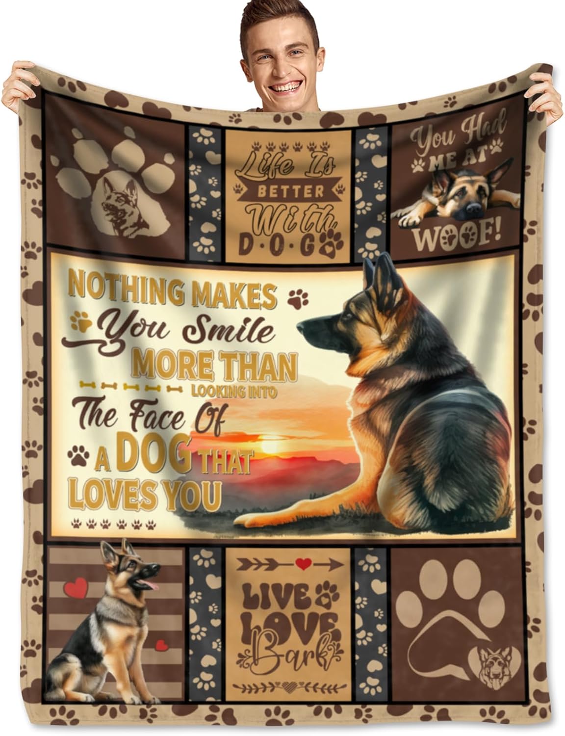 German Shepherd Blanket for Boys Girls, German Shepherd Gifts for Dog Lover,Paw Blanket for Dogs Super Soft Cozy Pet German Shorthair Pointer Gift for Lover 40x50 inch