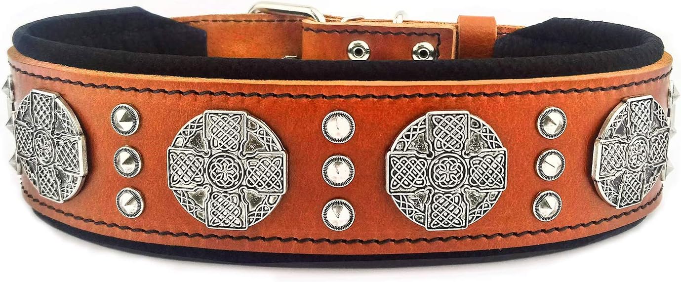 Bestia Maximus genuine leather dog collar, Large breeds, cane corso, Rottweiler, Boxer, Bullmastiff, Dogo, Quality dog collar, 100% leather, studded, M- XXL size, 2.5 inch wide. padded. Made in Europe