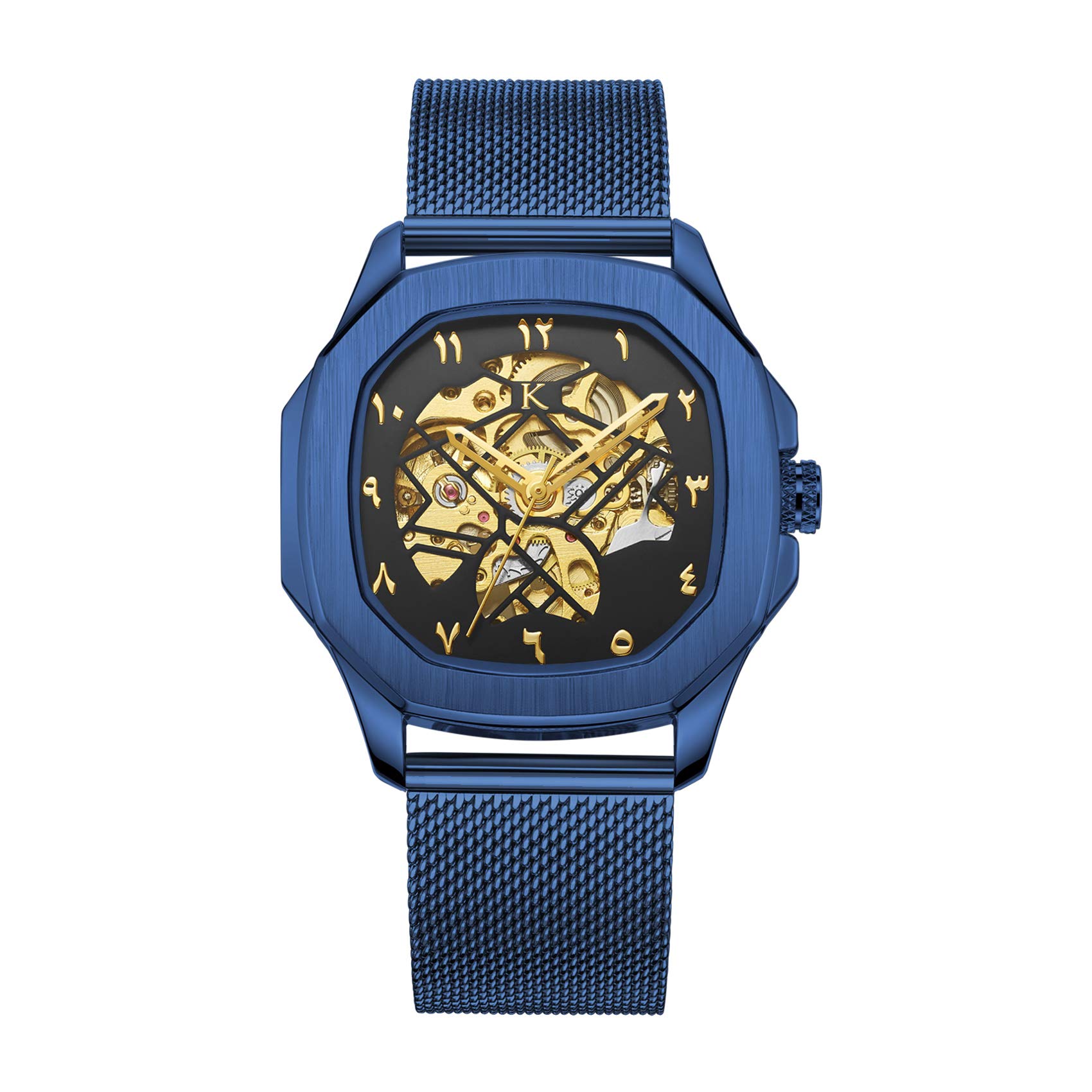 Kredo Men OTUS Malik Blue Mechanical Automatic Skeleton Analogue Self-Winding Water Resistant Stainless Steel Wrist Watch-KW078 | Octagonal Dial Mesh Strap | Designed in Amsterdam (B08YNHTB4H) Amazon Price History, Amazon Price Tracker