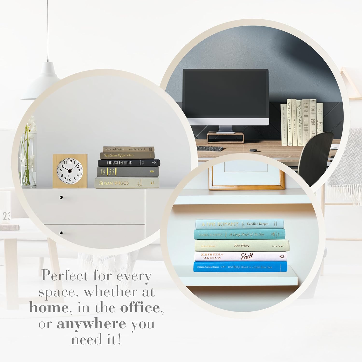 Decorative Books for Home Decor – Real Hardcover Stack in Curated Colors, Coffee Table Collection, Interior Design Aesthetic, Recycled Library Decorations (Mixed Neutrals, Half Foot)