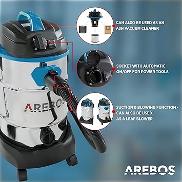 AREBOS Aspirador Industrial de Acero Inoxidable | Aspiradoras ...