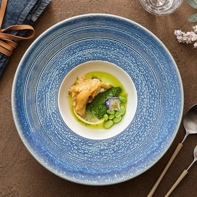 Piatti Cena Piatti da cena creativi in ​​ceramica Stoviglie for hotel e ristoranti Piatti da cena Piatti da zuppa for uso domestico Piatti freddi Forniture Per Feste(12 inches)