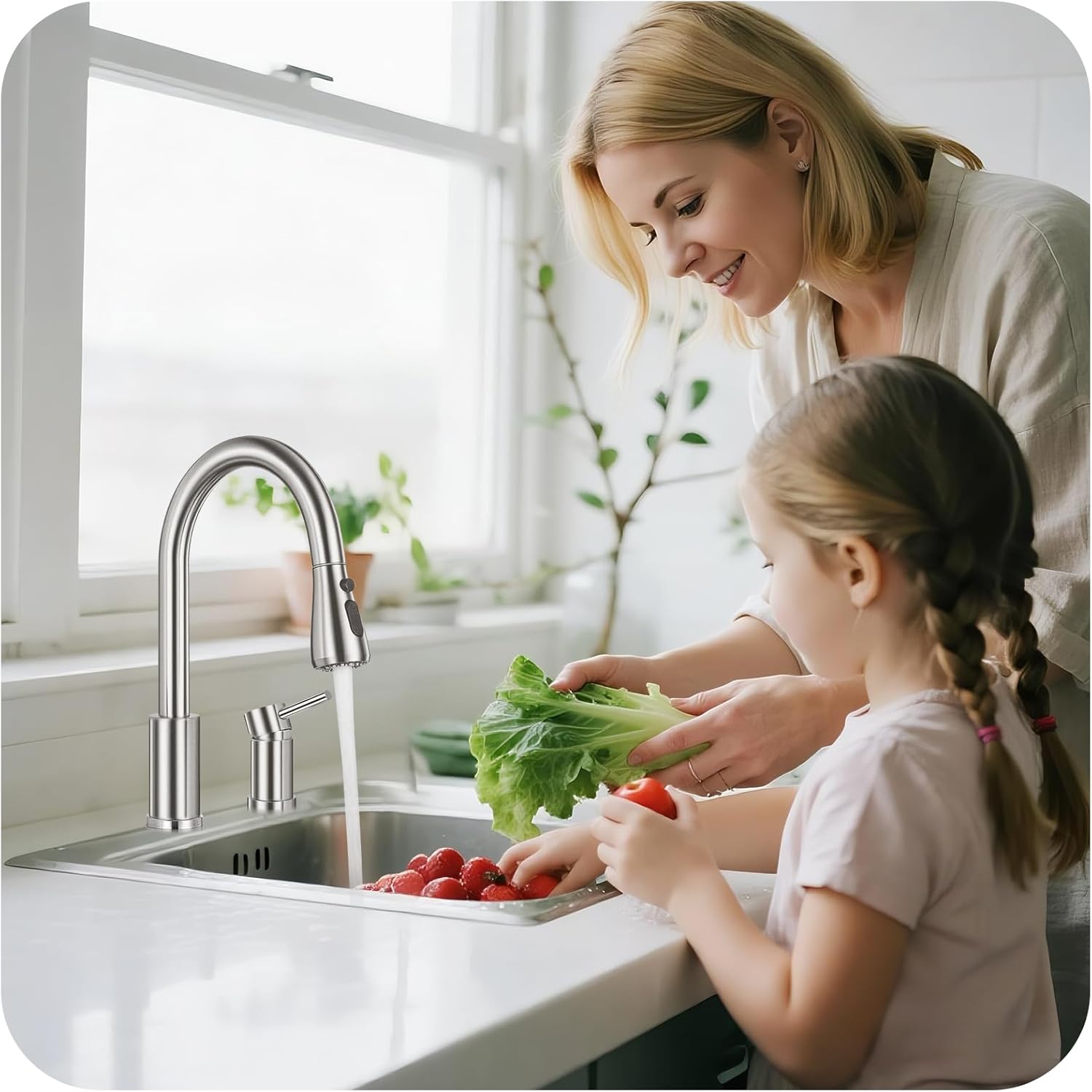 pull down kitchen faucet 2 hole - brushed nickel single handle kitchen faucets, high arc stainless steel pull out kitchen sink faucet for rv laundry farmhouse bar kitchen faucet 2 hole a: brushed nickel