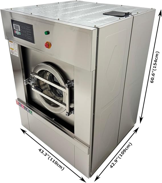 220V 1PH Commercial Industrial Washer - 33LBS (15kg) Dry Capacity, WASH+SPIN 2-in-1 Automatic Laundry Machine