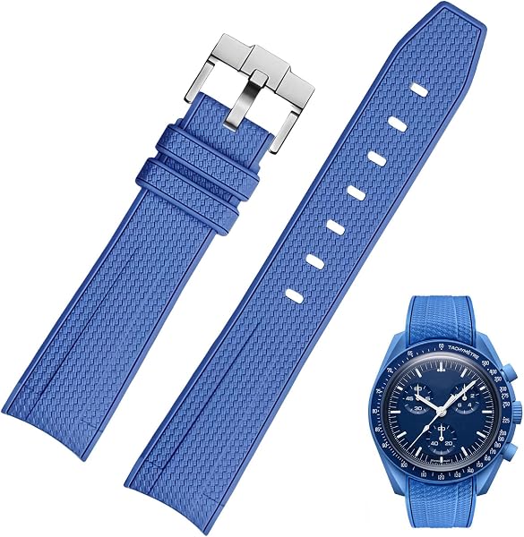 Correa de reloj para reloj Moonswatch, 20 mm, extremo curvado, estilo de tejido, caucho de silicona premium, correa de repuesto de goma de silicona, compatible con Omega XSwatch Moonswatch - 1
