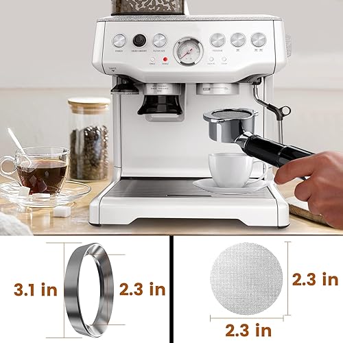 Miniatura 5 de Embudo dosificador de café de 2.283in y pantalla de disco  Anillo dosificador de café de acero inoxidable y placa de malla de filtro de café de