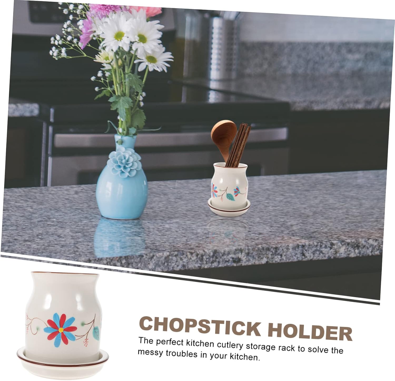 Ceramic Chopstick Holder Draining Design for Kitchen Multi-Function Utensil Organizer for Cutlery Storage Convenient Kitchen Accessory