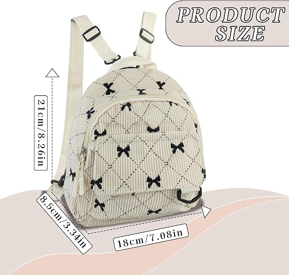 Mini Backpack, Corduroy Small Backpacks for Women, Cute Casual Mini Daypacks Lightweight Small Rucksack for Travel Daily Outings