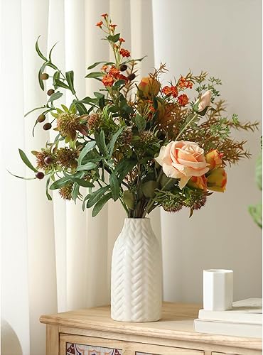 Miniatura 3 de Kint - Floreros de cerámica para ramo de hierba de pampas, 8 pulgadas de alto, bonito jarrón decorativo bohemio blanco para centros de mesa, estante