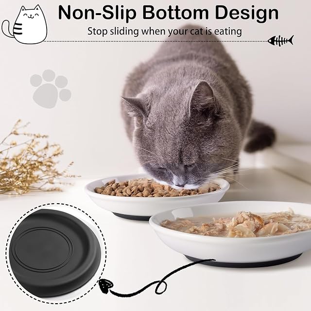 Foto 4 de 5 de Auauraintt 3 Piezas Cuencos de Cerámica para Gatos, con Base de Goma