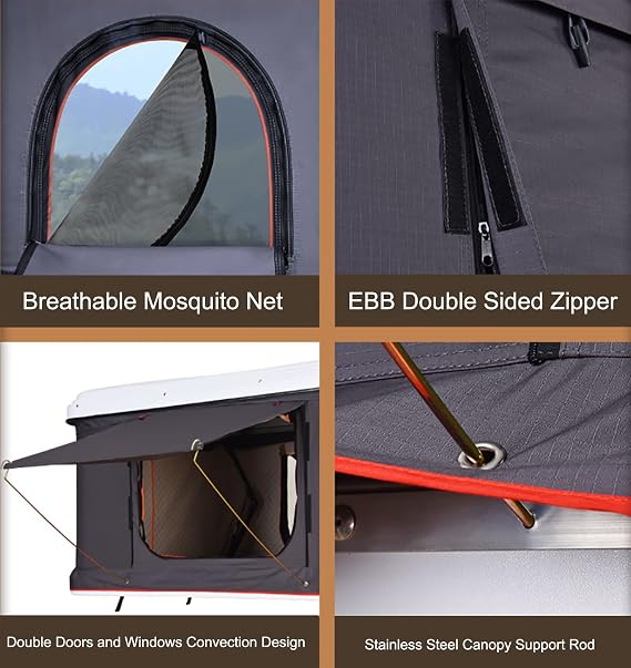 GeRRiT Luxury Add Dutch Velvet Roof Tent, Outdoor Roof Tent Hard Shell Tent, Truck SUV Camping Roof Tent with Ladder, Outdoor Waterproof Vehicle Awning for Cars Trucks SUVs