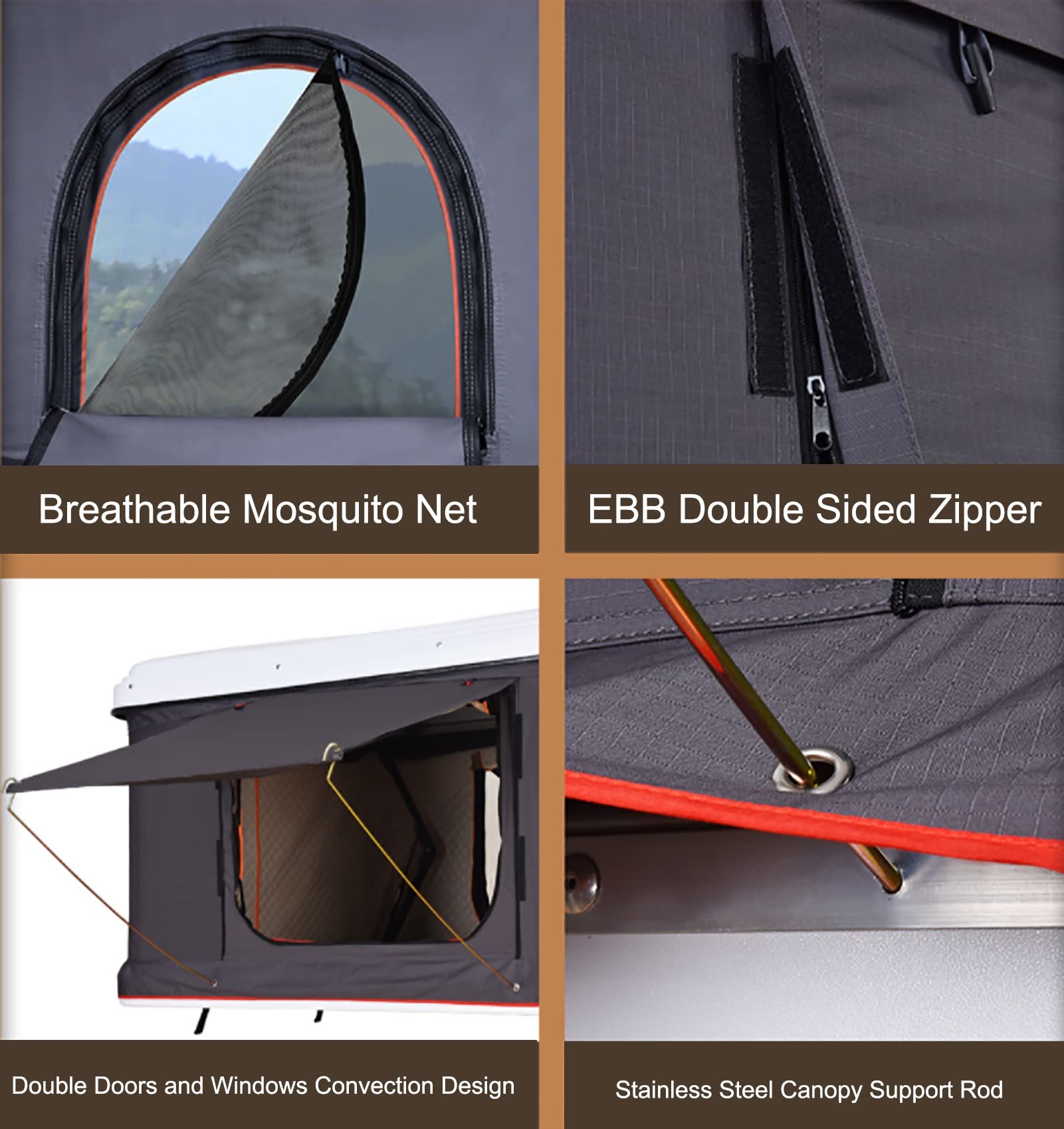 Tenda da tetto rigida per SUV, installazione pop-up, grande spazio per 2-3 persone, con scala e design impermeabile