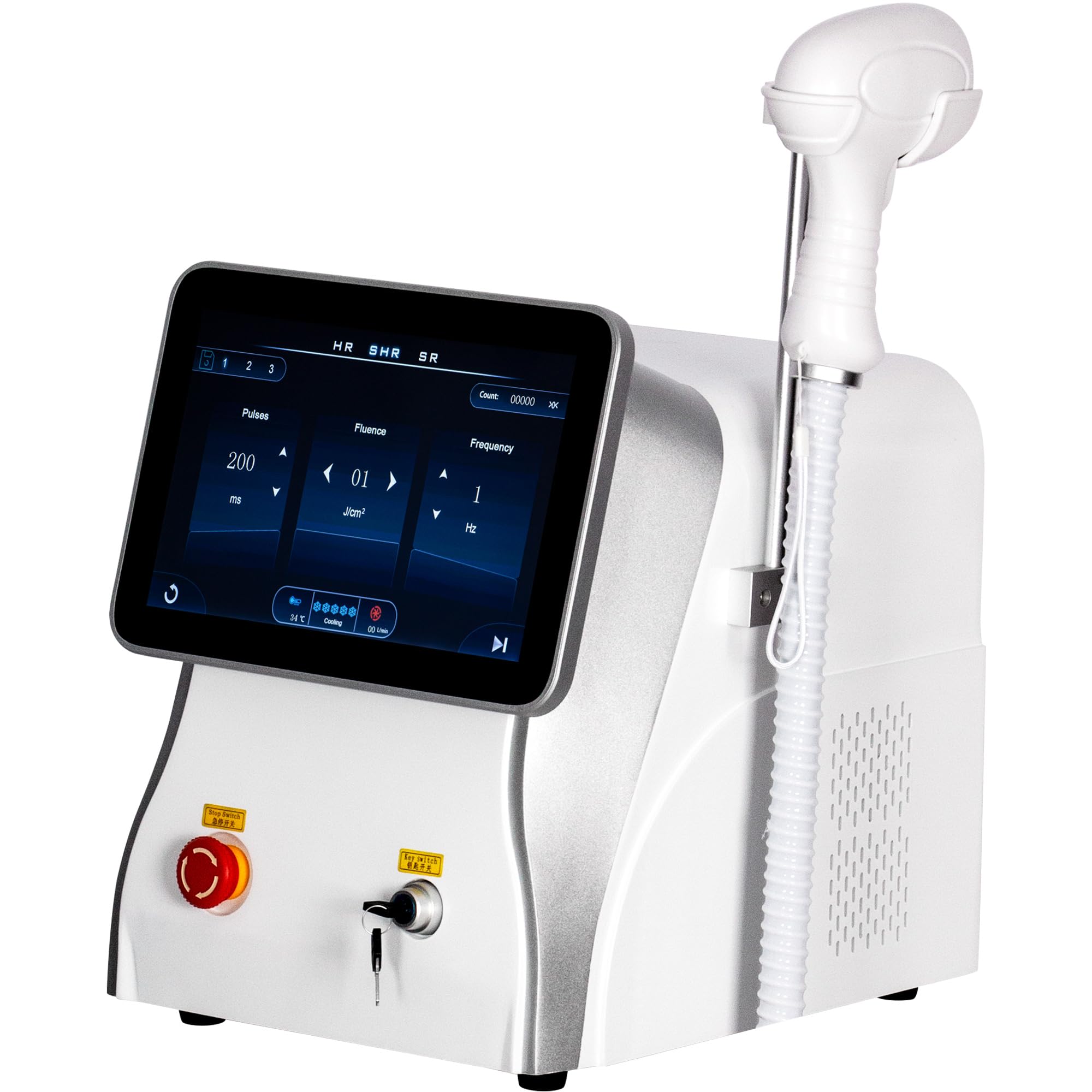 Apparecchiatura professionale per la depilazione con laser a diodi 808, | Regolabile in tre modalità, utilizzabile su braccia, gambe, schiena, ascelle e zona bikini, ecc., bianco