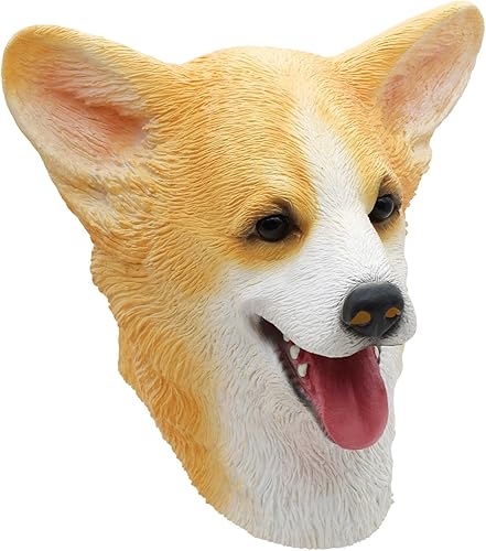 Miniatura 4 de CreepyParty Máscara de perro Corgi máscara de Halloween fiesta de látex Corgi galés máscara de perro