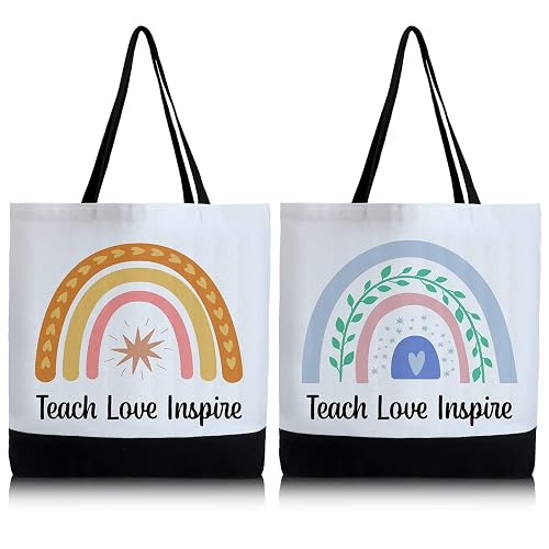 Jutom 2 Pack Teacher Totes Bag Canvas Teacher Appreciation Gifts