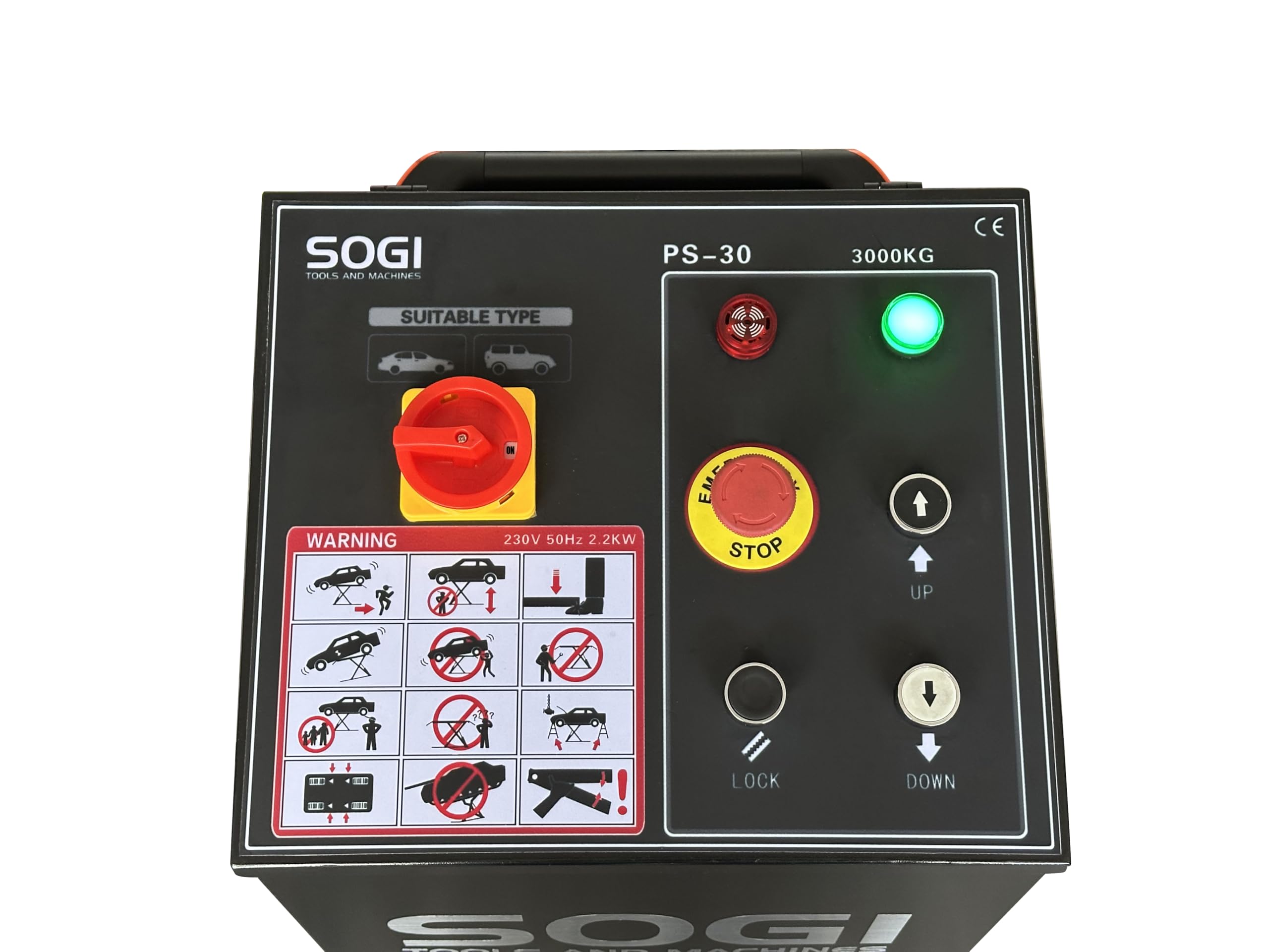 Sogi PS-30 Ponte Sollevatore per Auto a Forbice - elettroidraulico - Portata 3000 kg - a Pavimento - 230 V