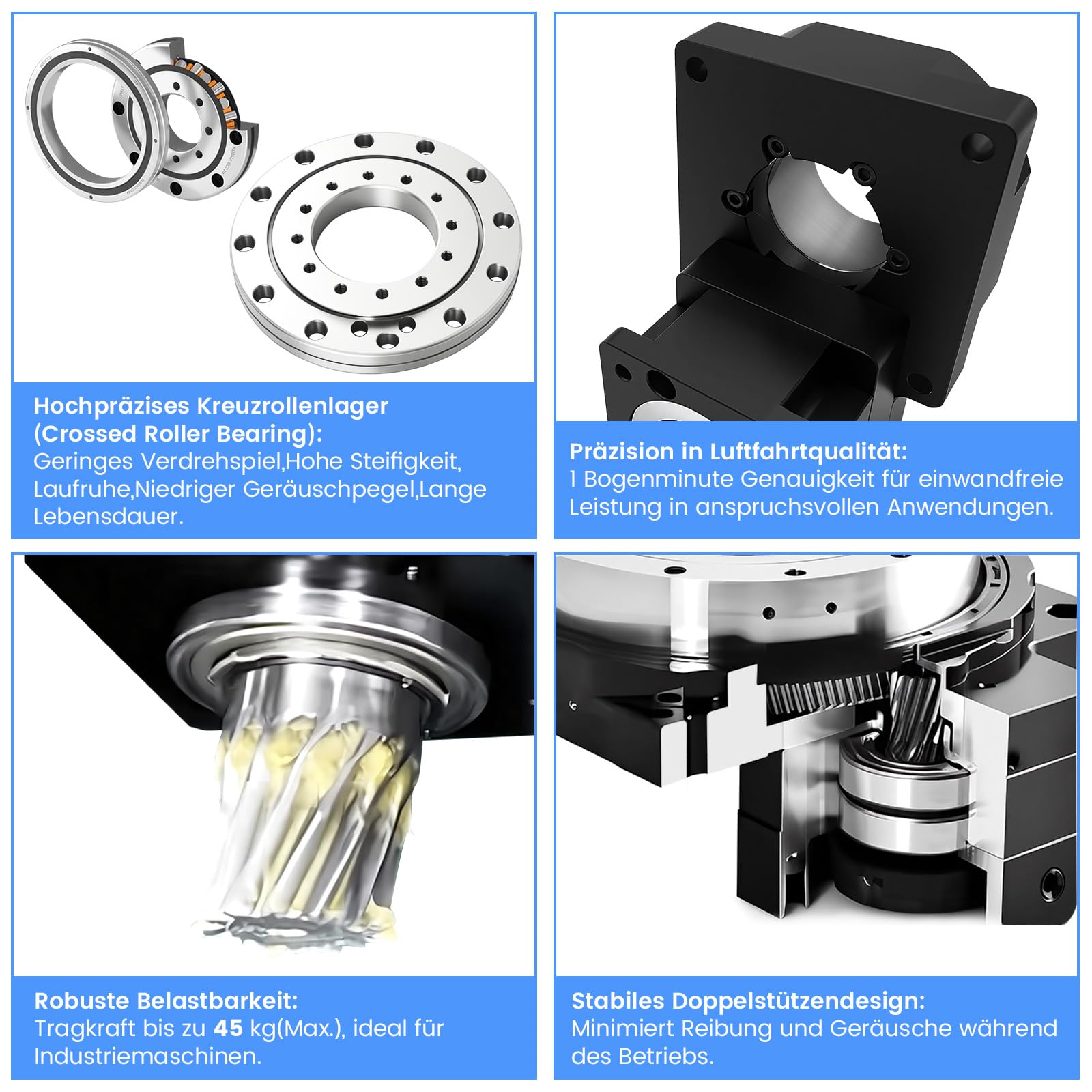 CNC Hohlwellen Drehtisch Untersetzung 10:1 360° Elektrischer Positioniertisch Ersatz für Direktantrieb Kurvenindexer Passend für NEMA 23 Schrittmotor &60mm Servomotor