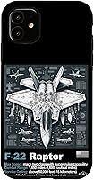 Vista 8 de F22 Raptor Fighter Jet Blueprint - Funda para iPhone 16, diseño técnico y especificaciones