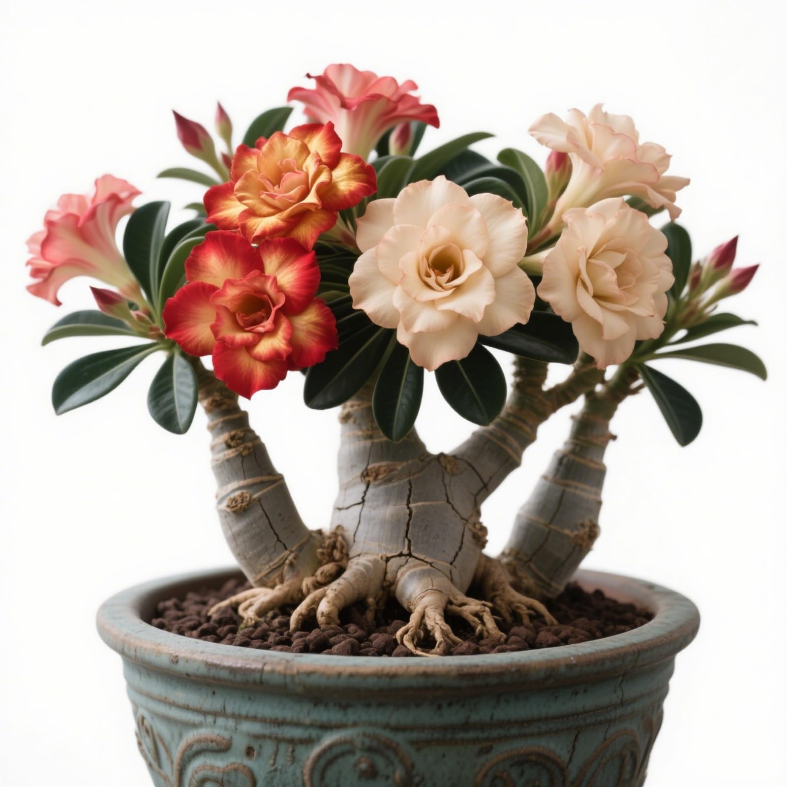 Wüstenrose Adenium - Winterharte Mehrjährige Pflanze Mit Leuchtenden Blüten - 1 Rhizom