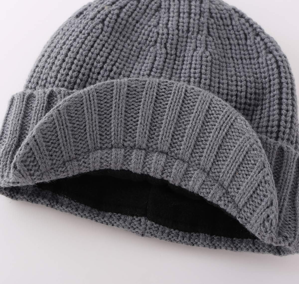 Home Prefer Men's Winter Hat Thick Knit Beanie Cap with Visor Newsboy Beanie Hat - Image 2