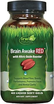 Irwin Naturals Brain Awake RED with Nitric Oxide Booster - 60 Liquid Soft-Gels
