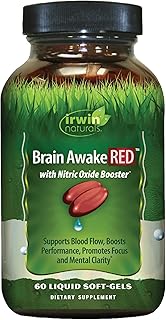 Irwin Naturals Brain Awake RED with Nitric Oxide Booster - 60 Liquid Softgels - Support Brain Health & Optimize Performance