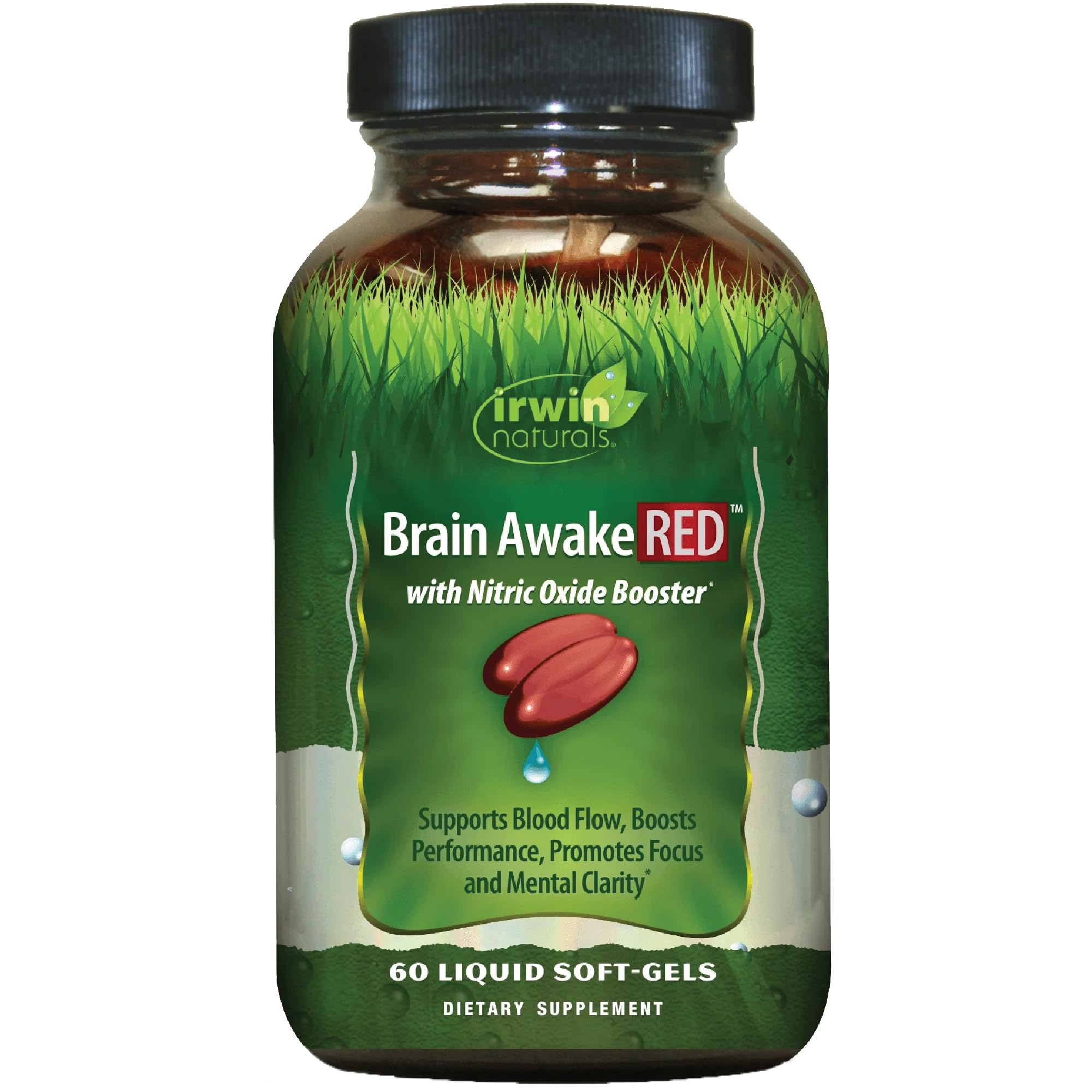 Irwin Naturals Brain Awake RED Focus & Mental Clarity Support | 60 Softgels