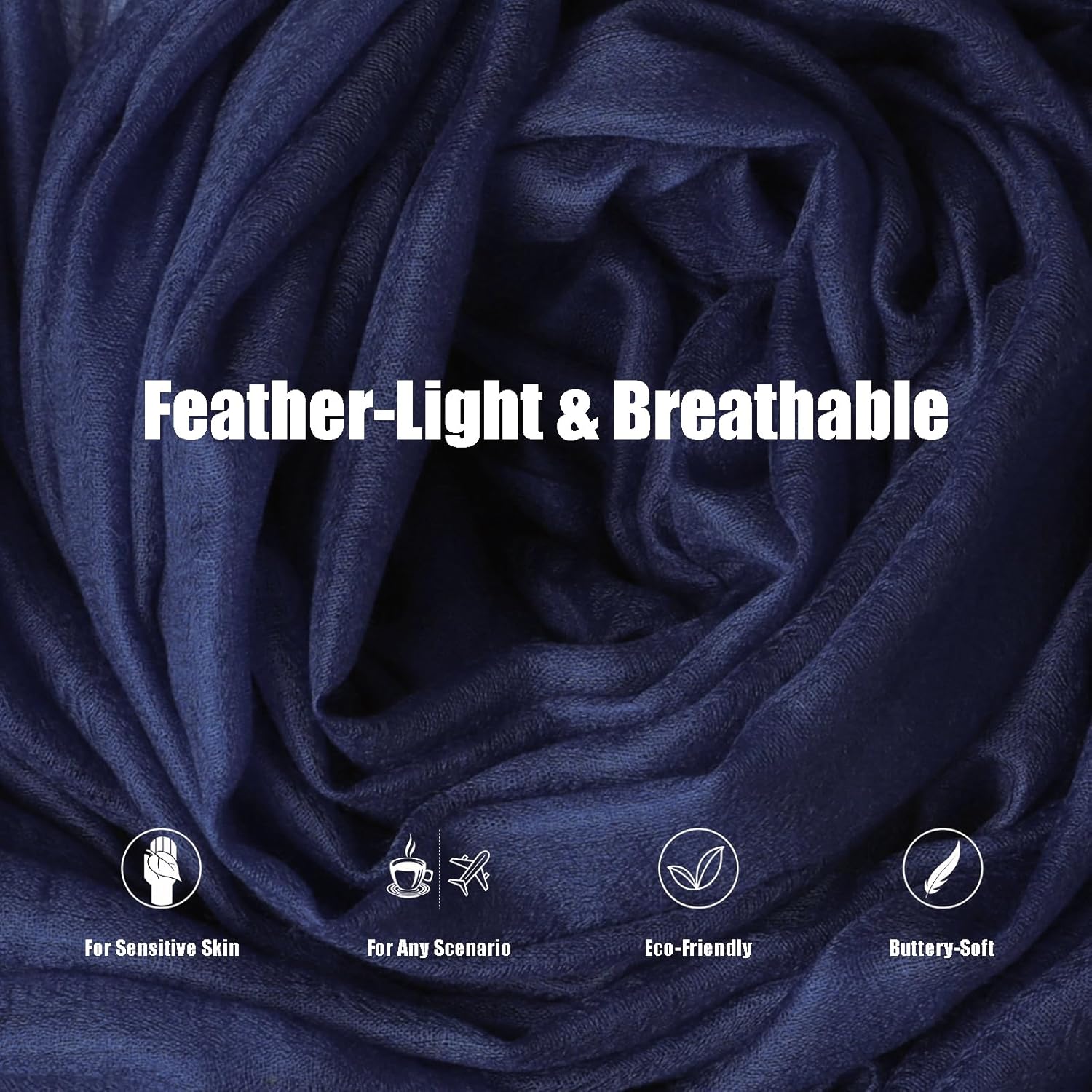 Luxury 100% Cashmere Shawl Wraps for Women, 91''x40'' Featherlight Pashmina Scarf, Travel Wrap for All Seasons - Image 6