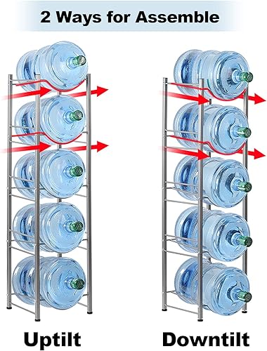 Miniatura 6 de HAITRAL Soporte para jarra de agua de 4 niveles, resistente para botellas de agua, color plateado