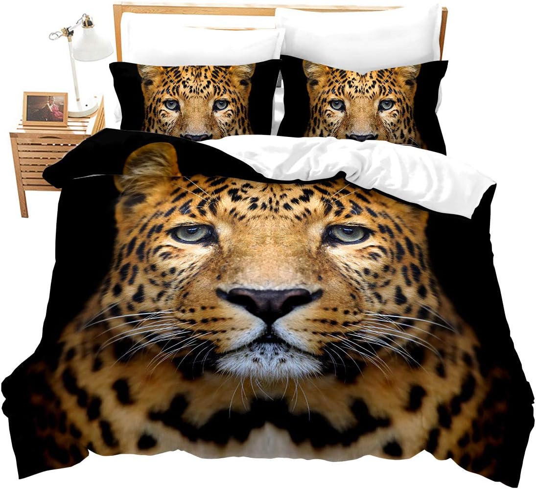 Erosebridal 3D Leopard Bedding Set Queen Cool Cheetah Pattern Decor Duvet Cover Kids Teens Boys Animal Series Bedspread Simple Natural Style Bedspread For Adult Women Leopard Printed Decor Duvet Cover