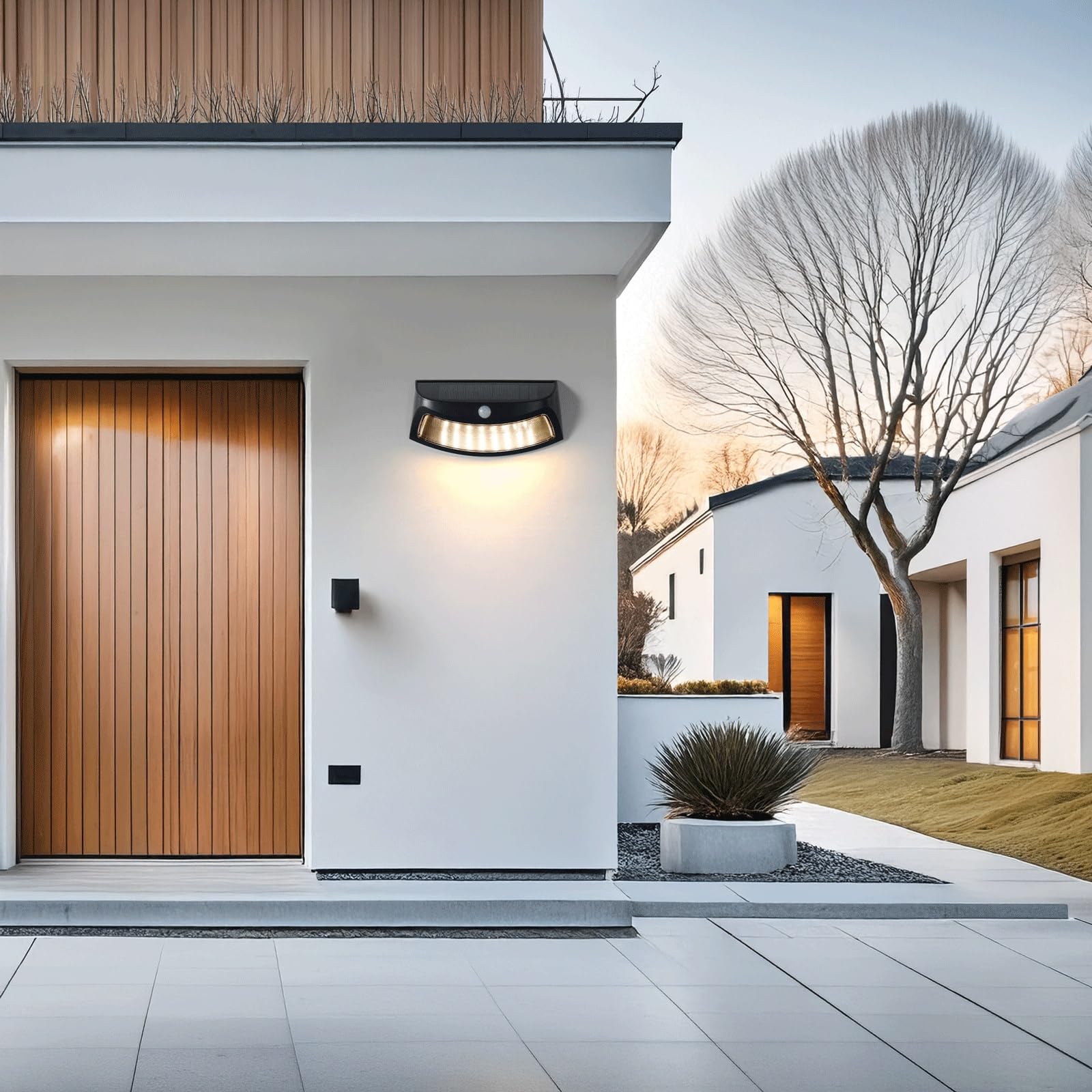 Solarna lampa ścienna zewnętrzna z czujnikiem ruchu, wodoodporna lampa LED IP65, ogrodzenie od zmierzchu do świtu, bezprzewodowe zabezpieczenie do ogrodu, na patio, podwórko, taras, ścieżkę