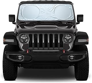Magnelex Windshield Sun Shade for Jeep Wrangler, Rubicon, Gladiator with Bonus Steering Wheel Sun Shade. 240T Reflective Fabric Blocks Sun. Foldable Sun Shield Keeps Your Vehicle Cool