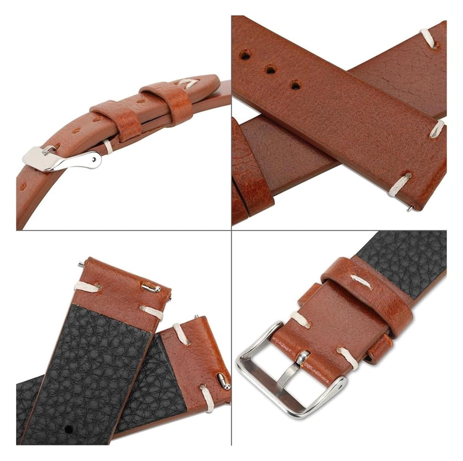 Bandoues de Montre de Remplacement 18/19/20/22 mm Vintage Huile à la Main