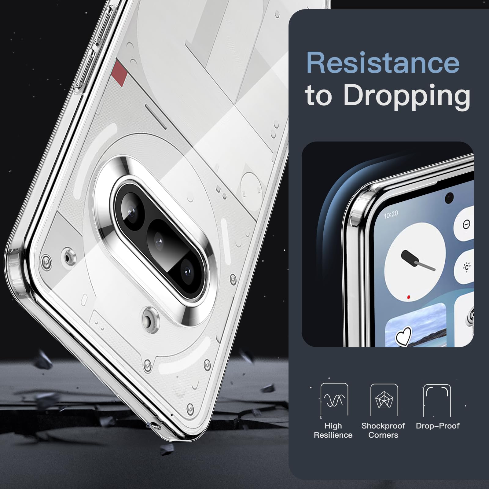 Amazon.com: JETech Case for Nothing Phone 3a, Clear Shockproof