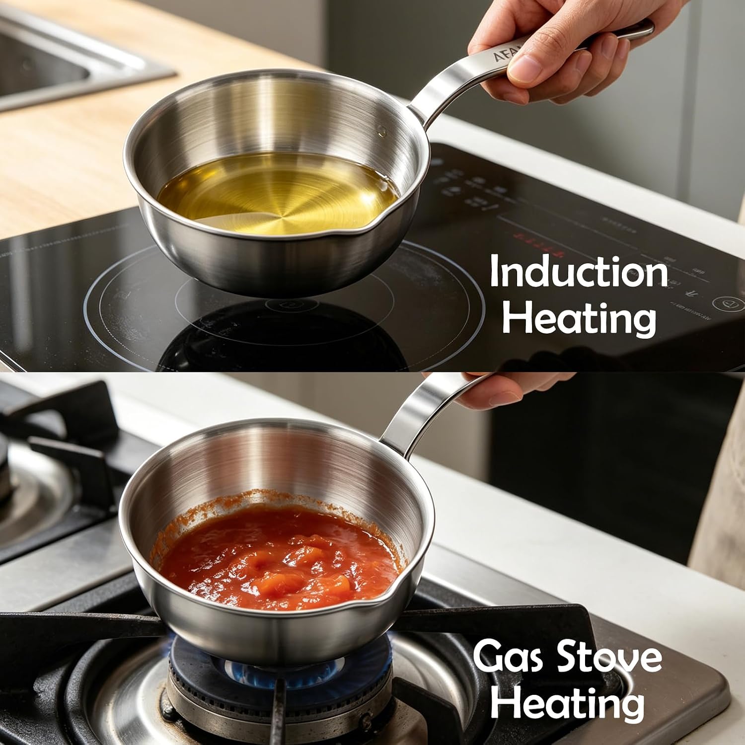 AFAN Stainless Steel Butter Warmer 13.5 fl oz Pot, Small Melting Pan