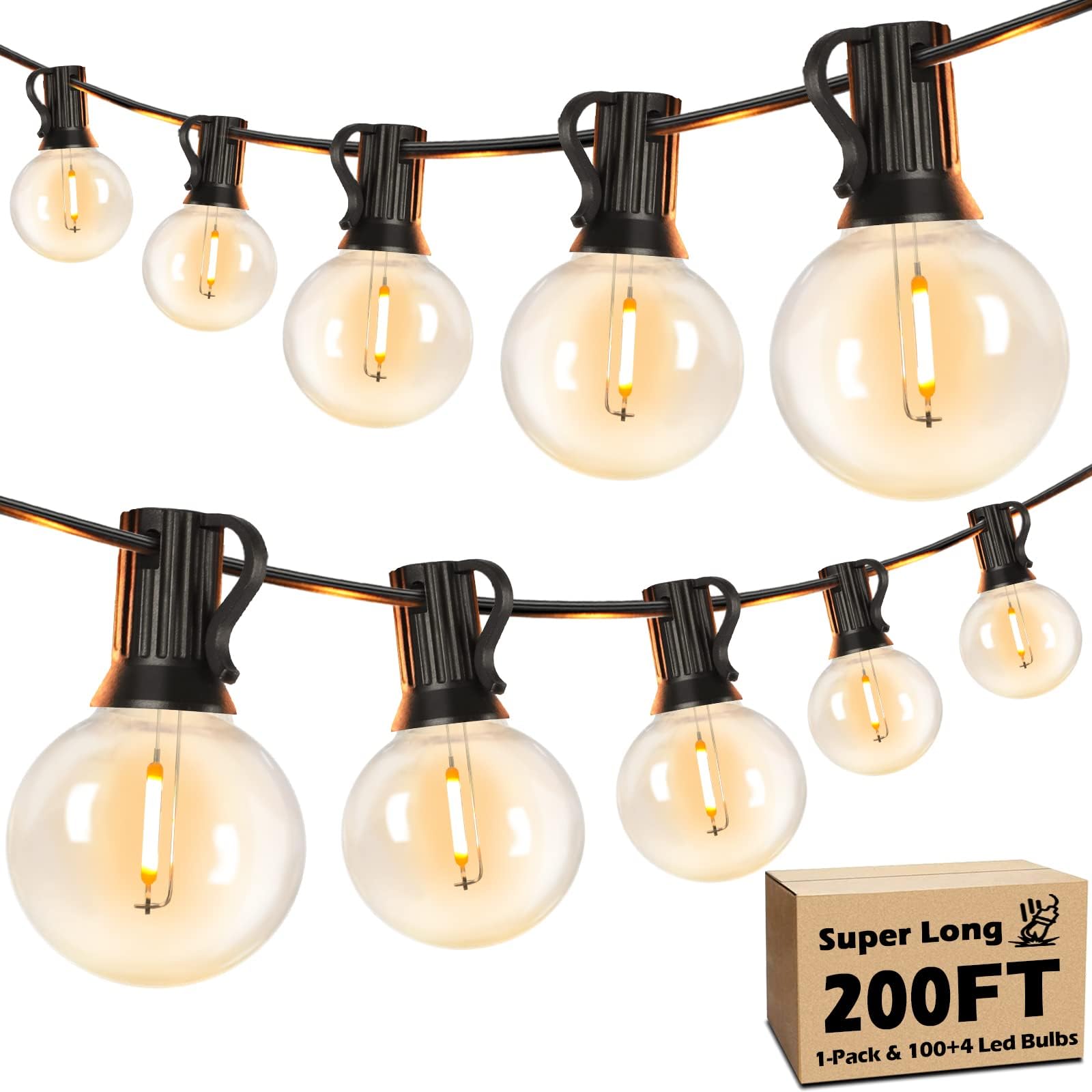 Photo 1 of [SIMILAR ITEM]  Brightever 200FT Outdoor String Lights Dimmable LED Outside Patio Lights with 100+4 Shatterproof G40 Globe Edison Bulbs, Connectable Commercial String Hanging Lights for Backyard Party Porch Garden